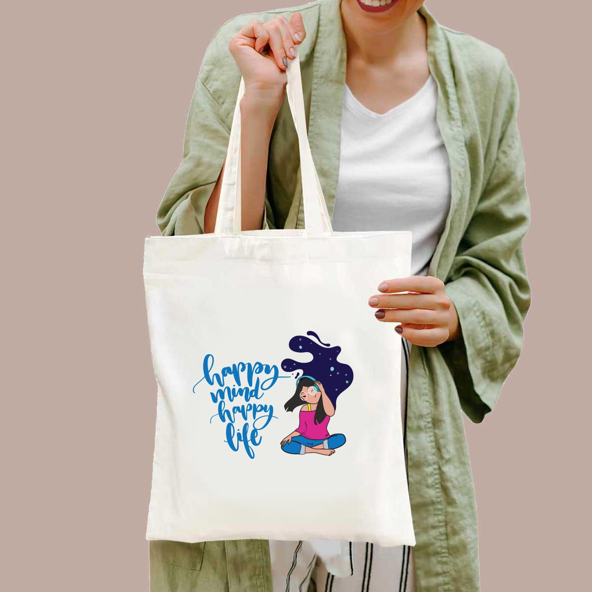 Happy Mind Happy Life Tote Bag