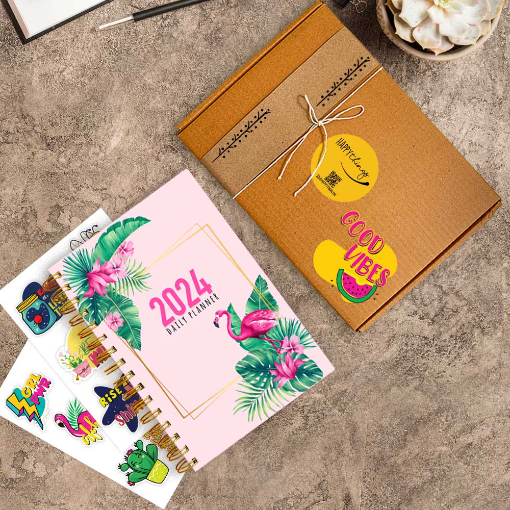 2024 Flamingo Planner & Sticker Pack Combo