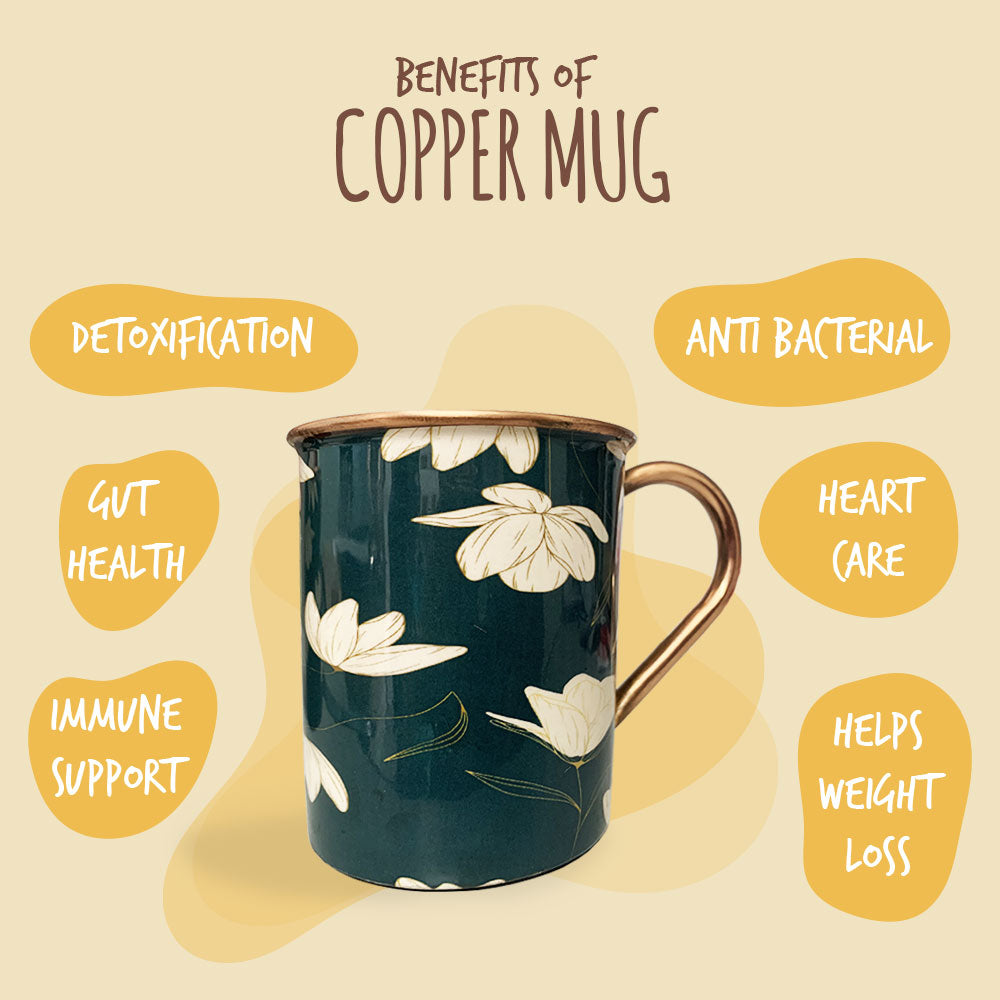 Green Motif Meenakari Copper Mugs