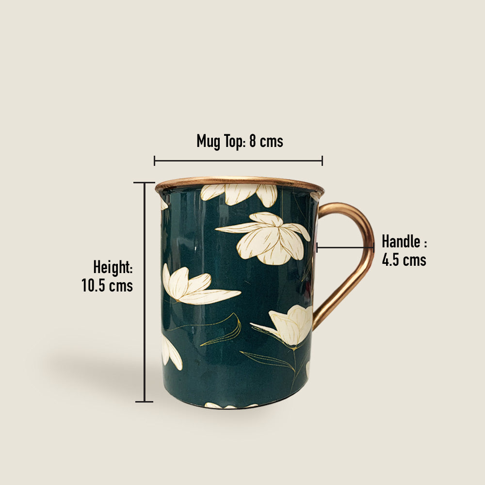Green Motif Meenakari Copper Mugs