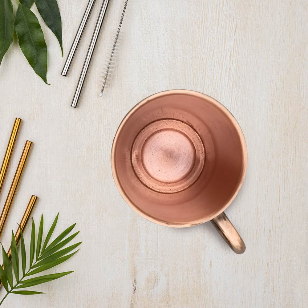 Green Motif Meenakari Copper Mugs