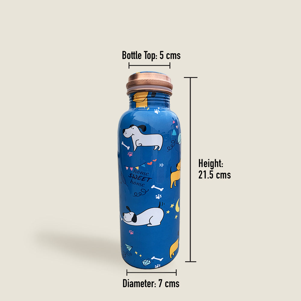 1L + 750ml Cute Dog Pattern Meenakari Copper Bottle Combo