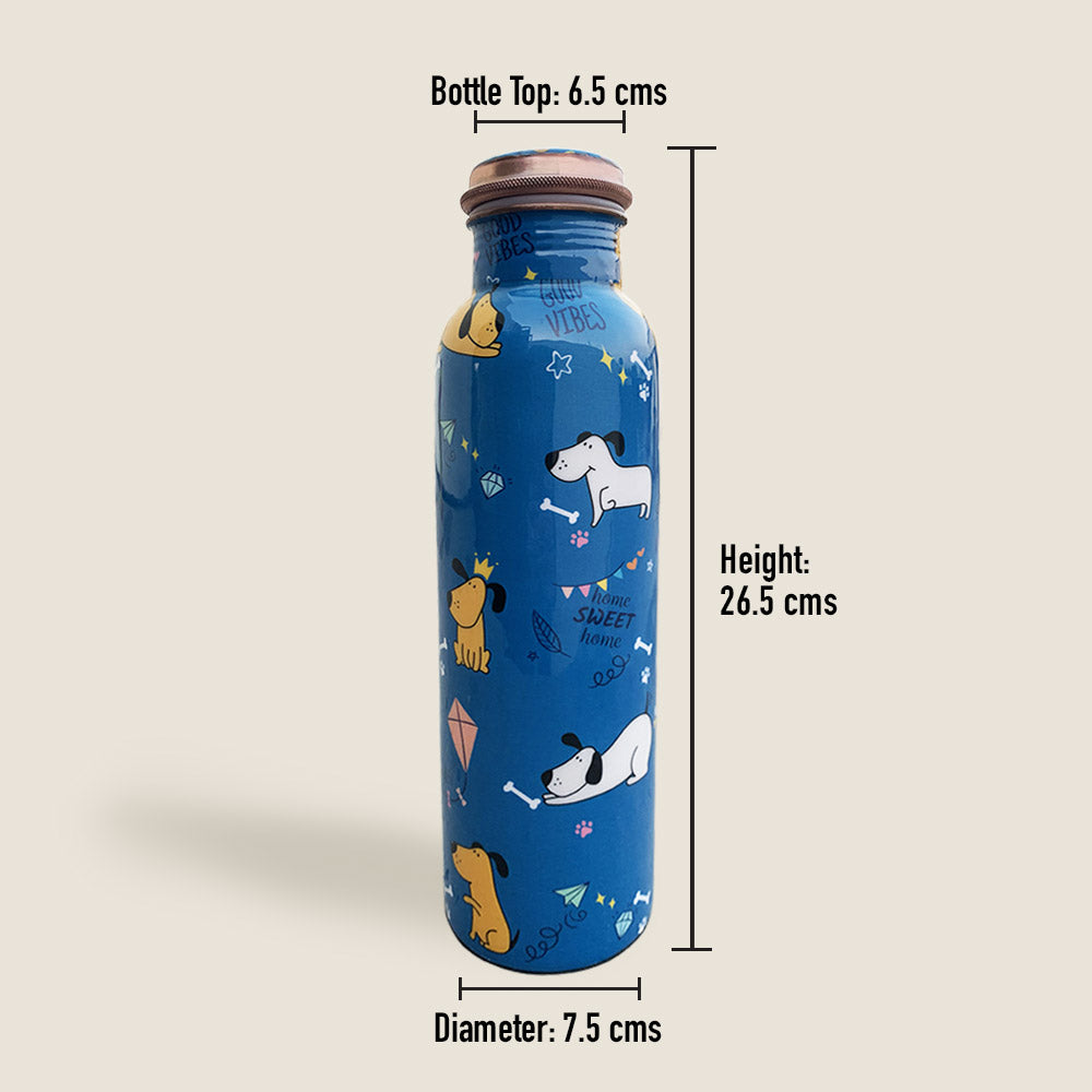 1L + 750ml Cute Dog Pattern Meenakari Copper Bottle Combo