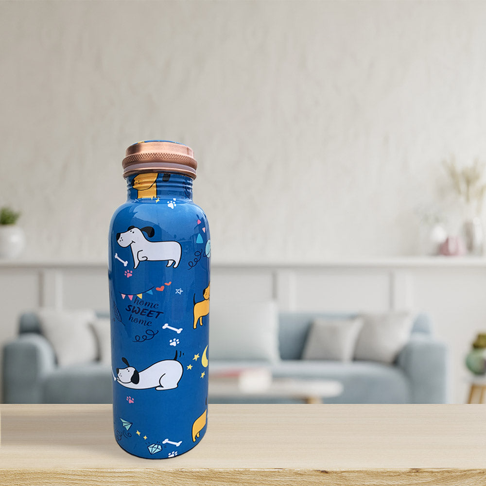 750 ml Cute Dog Pattern Meenakari Copper Bottle
