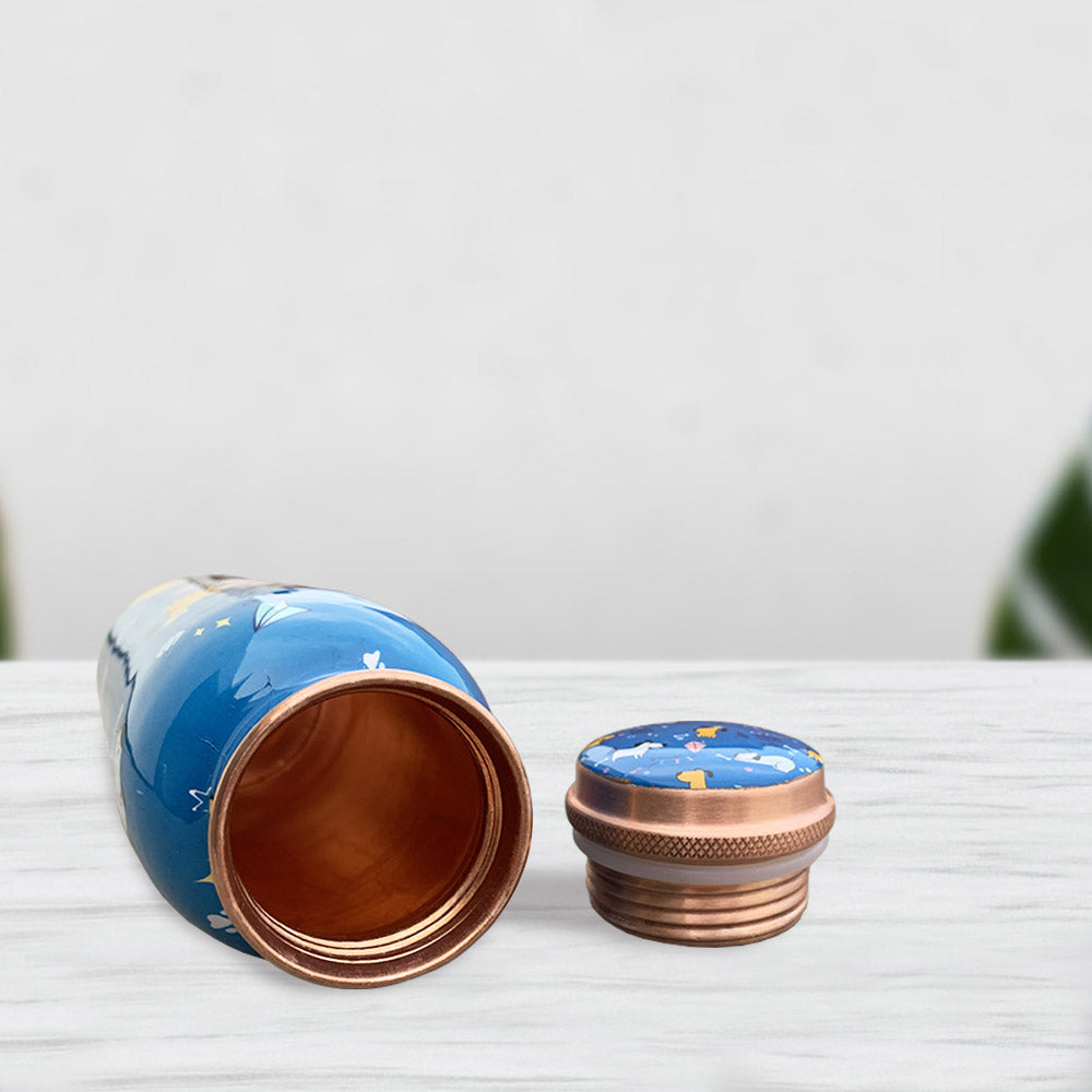 750 ml Cute Dog Pattern Meenakari Copper Bottle