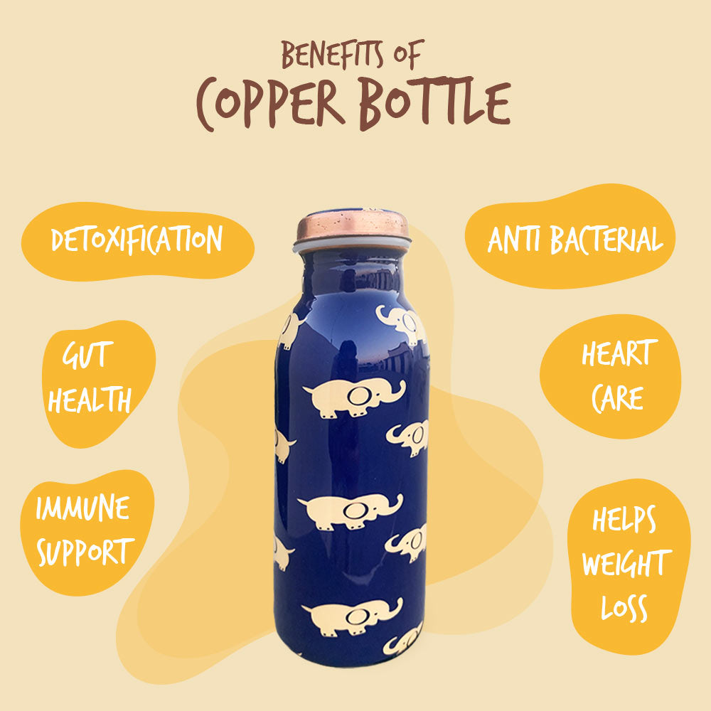 500 ML Cute Elephant Meenakari Copper Bottle
