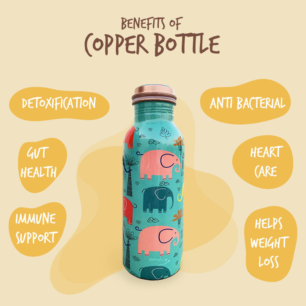 The Cute Love Diwali Gift Box with Dog Patter 750ML Copper Bottle & Glass
