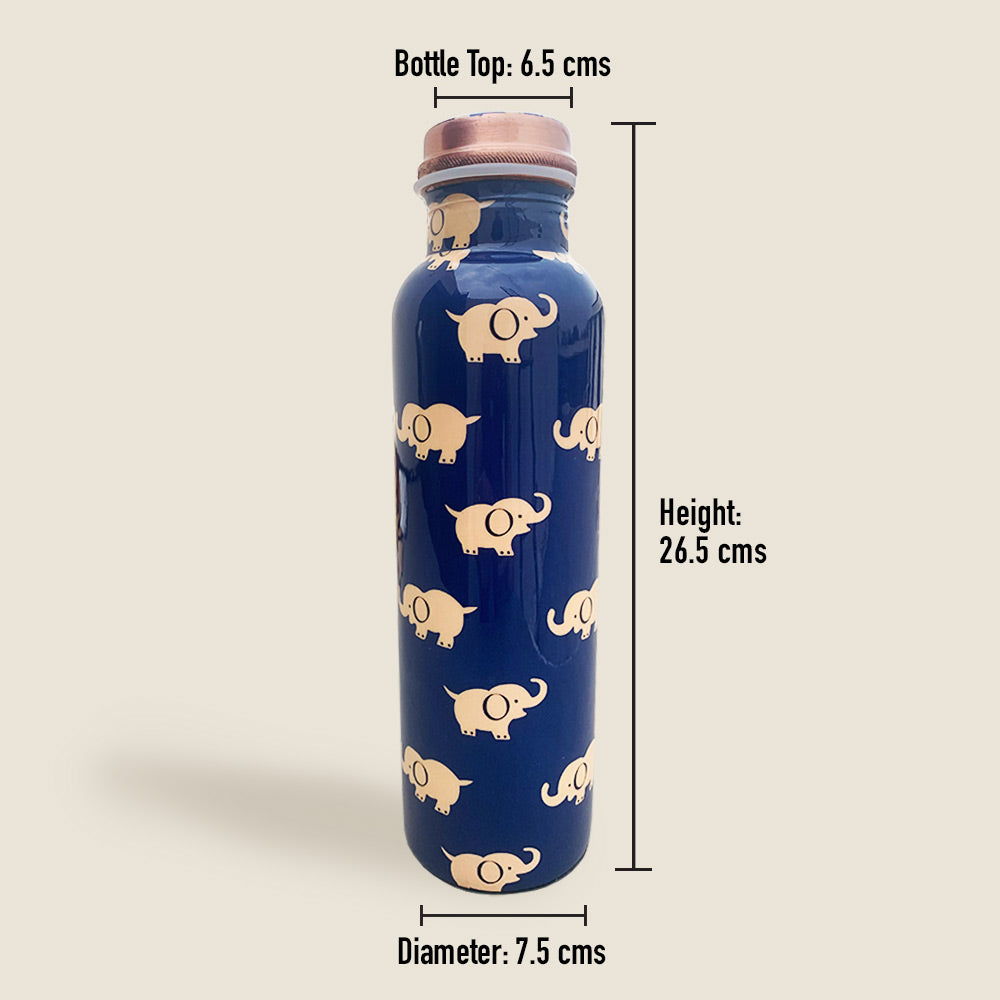 Blue Char Bagh Gift Box with Elephant Pattern Copper Bottle & Meena Glass