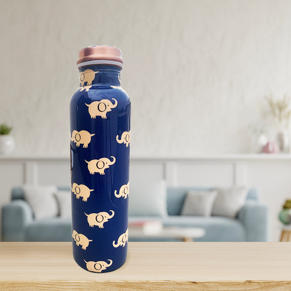 Elephant Pattern Meenakari Copper Bottle