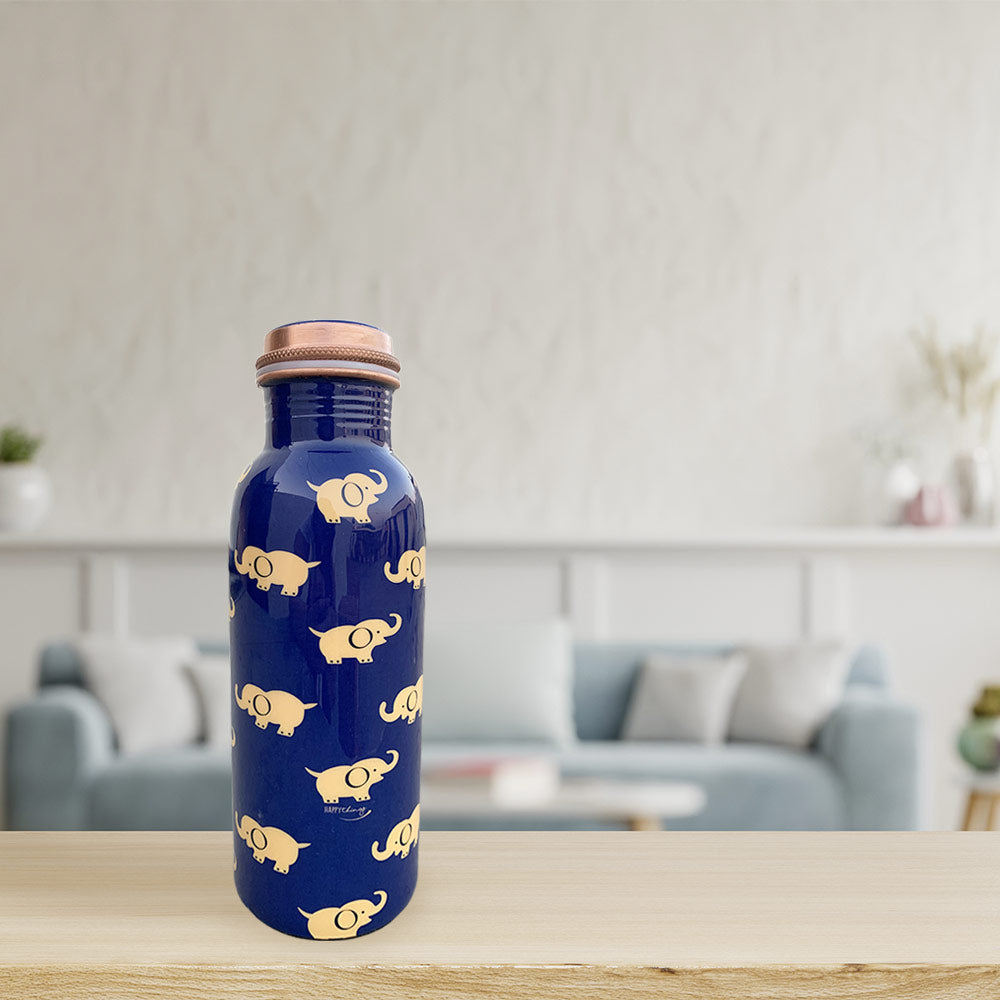 Elephant Pattern Meenakari Copper Bottle