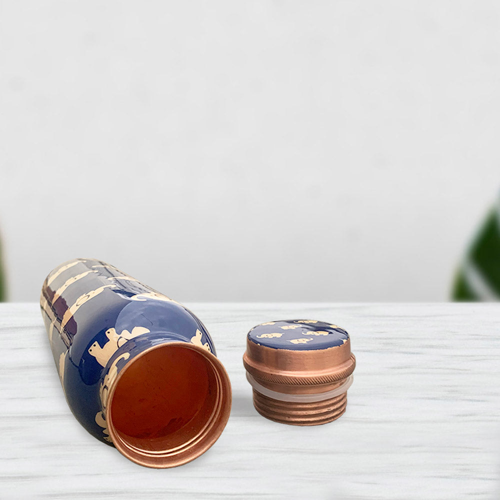Elephant Pattern Meenakari Copper Bottle