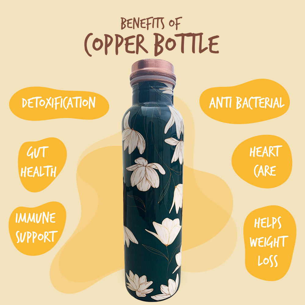Green Motif Meenakari Copper Bottle