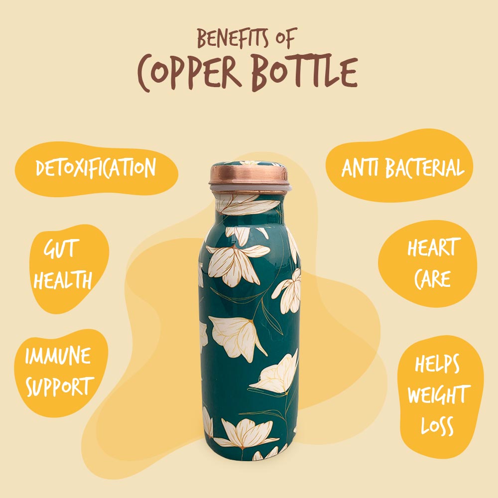 500 ML Small Green Meenakari Copper Bottle