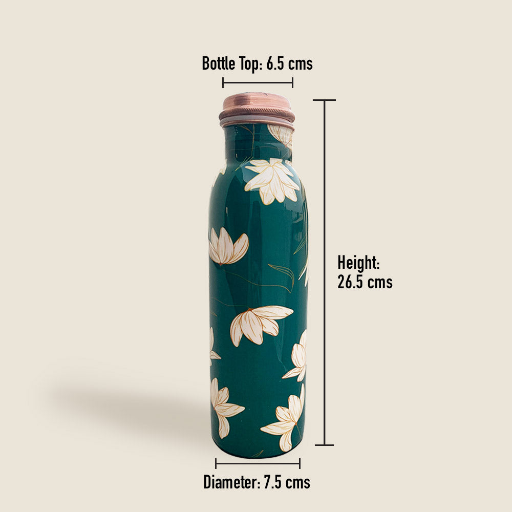 1L+750ml Green Motif Meenakari Copper Bottle Combo