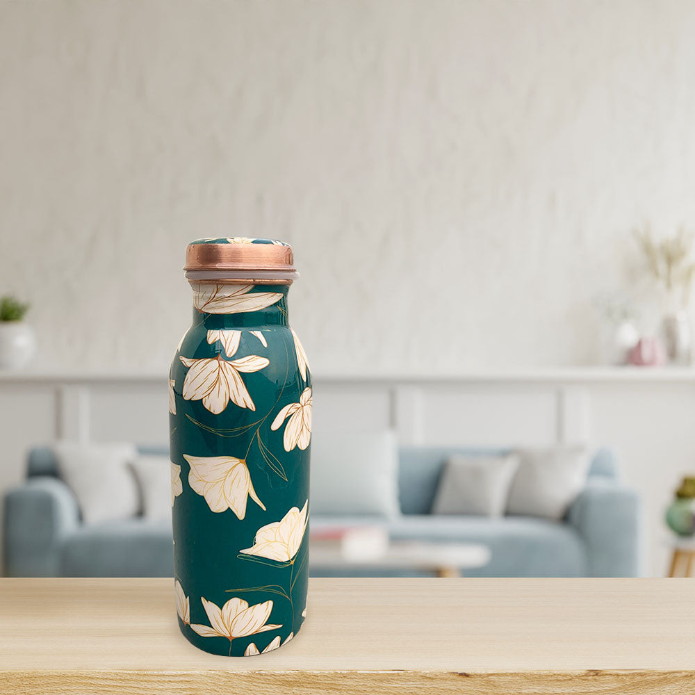 500 ML Small Green Meenakari Copper Bottle