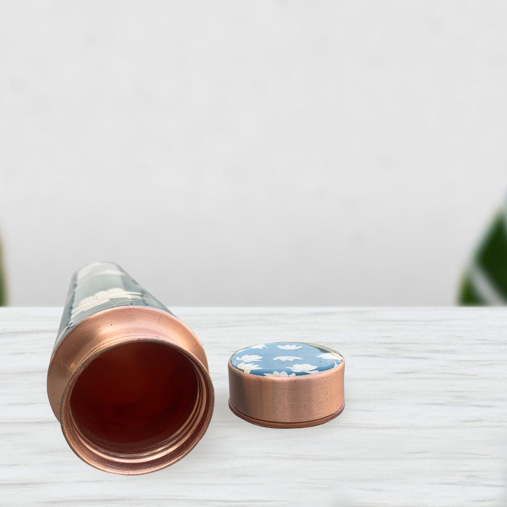 Green Motif Pencil Meenakari Copper Bottle