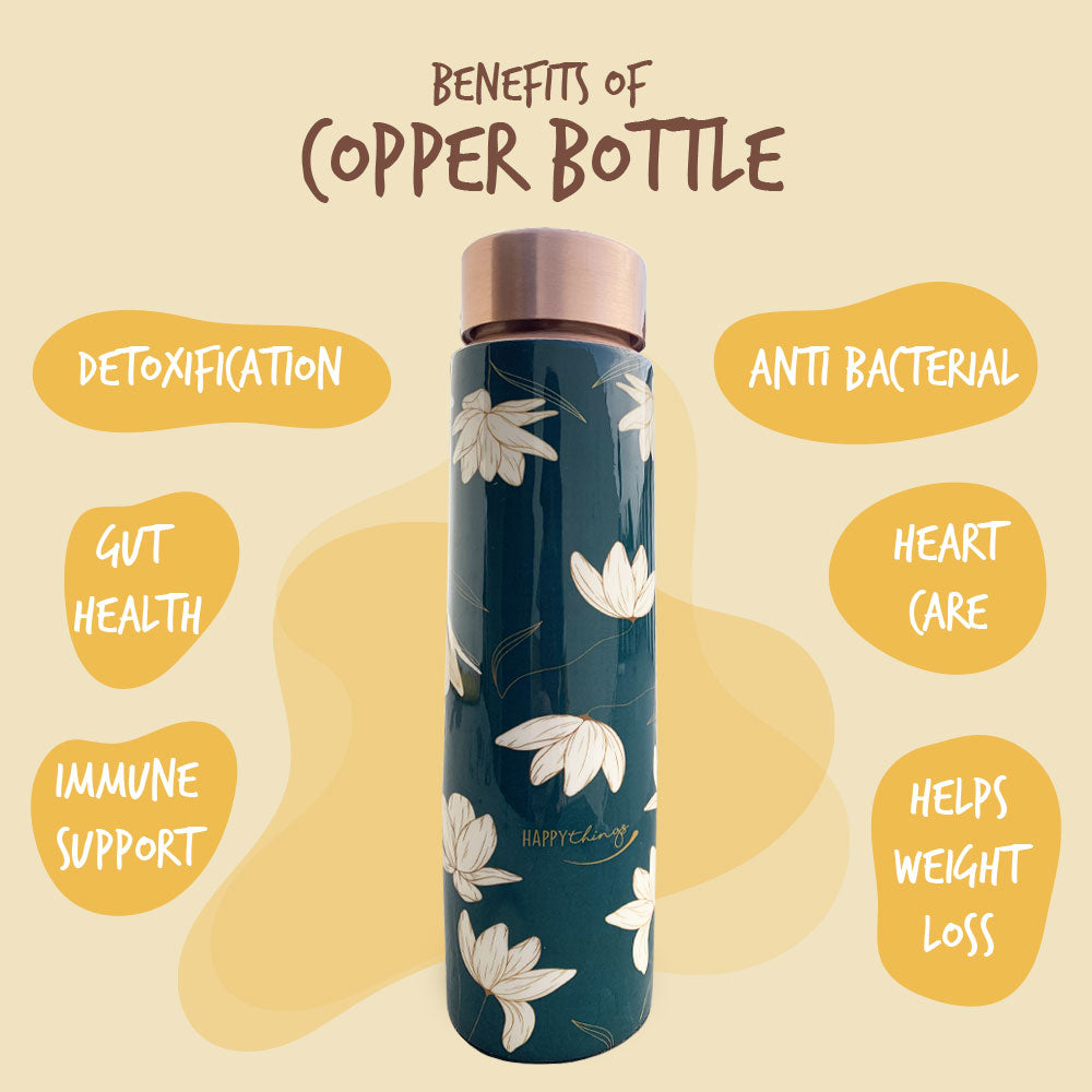 Green Motif Pencil Meenakari Copper Bottle