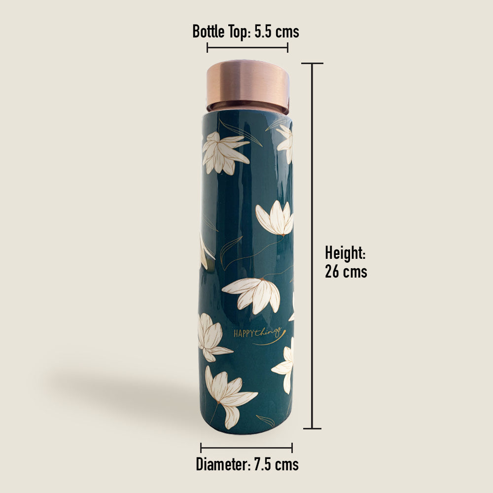 Green Motif Pencil Meenakari Copper Bottle
