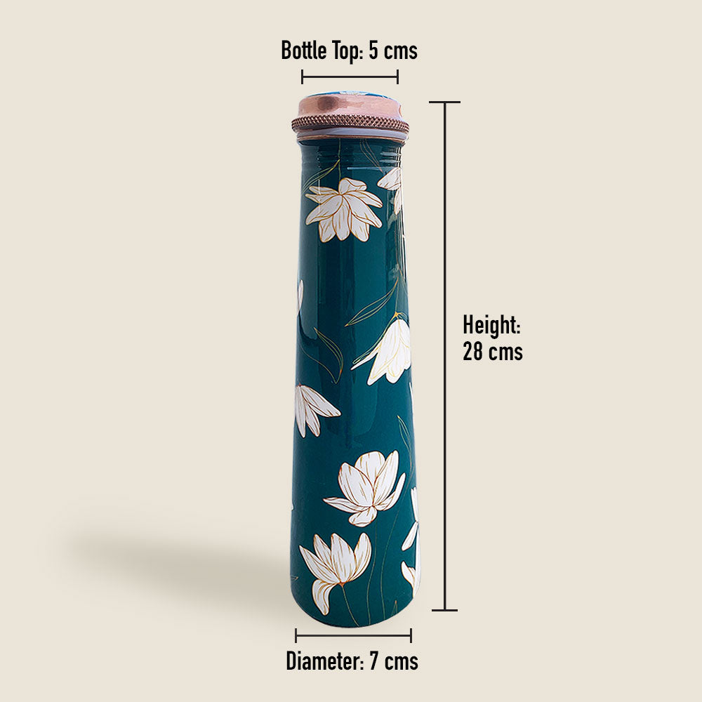 Green Motif Tower Meenakari Copper Bottle