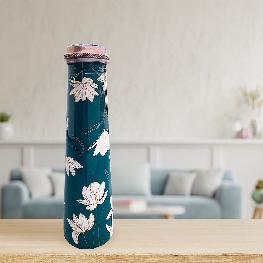 Green Motif Tower Meenakari Copper Bottle