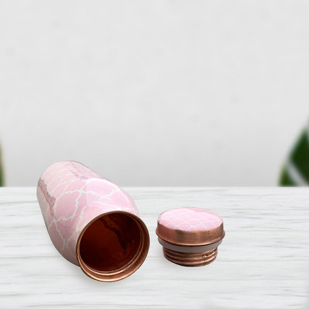 500 ML Light Pink Meenakari Copper Bottle