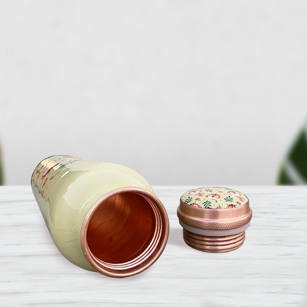 Super Cute Lion Pattern Meenakari Copper Bottle