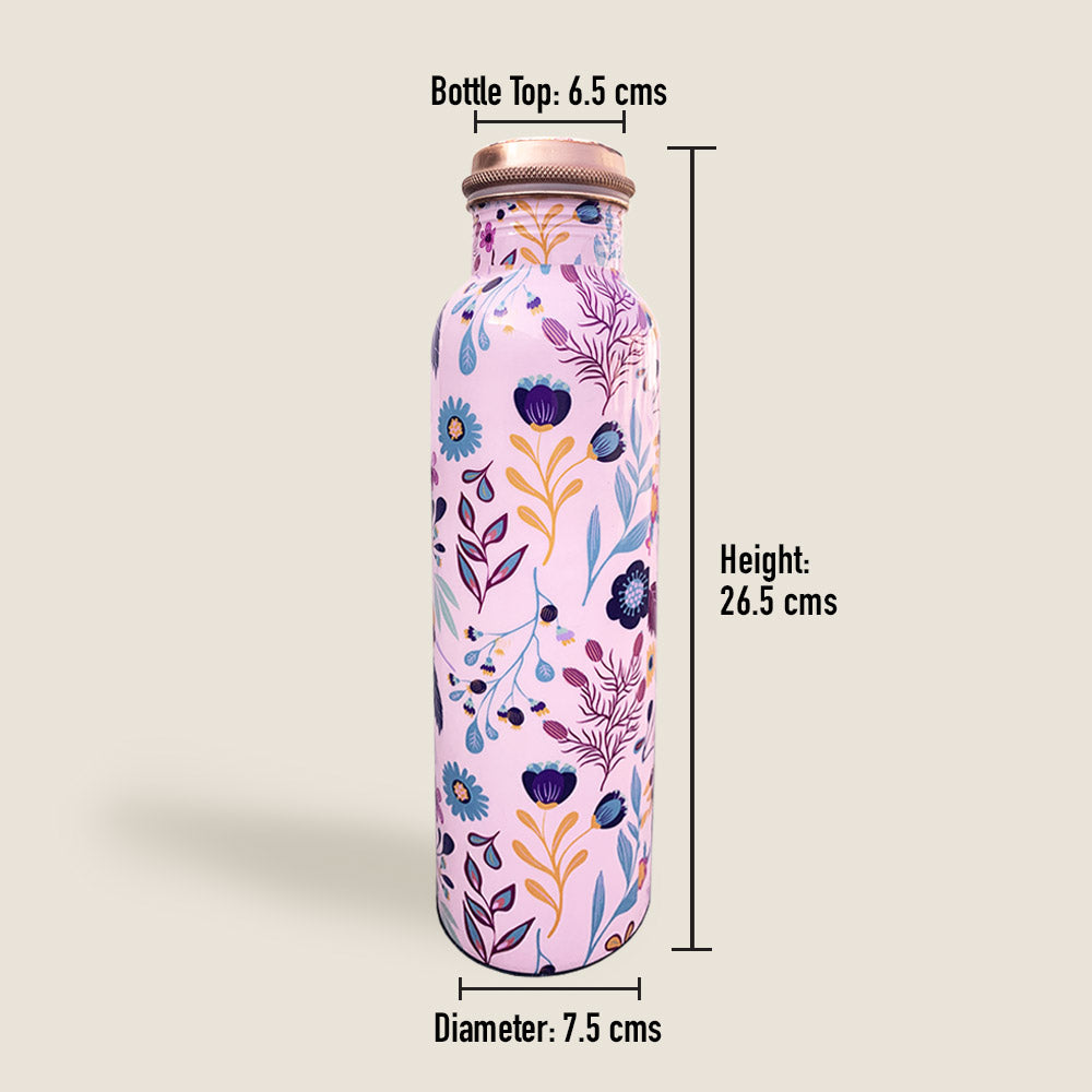 Pink Floral Meenakari Copper Bottle