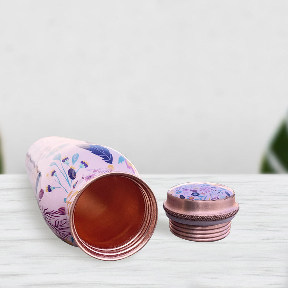 Pink Floral Meenakari Copper Bottle