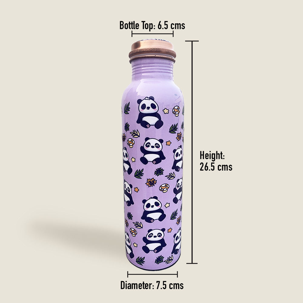 Cute Panda Lavender Meenakari Copper Bottle