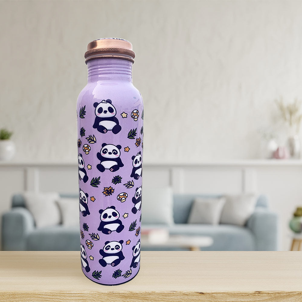 Cute Panda Lavender Meenakari Copper Bottle