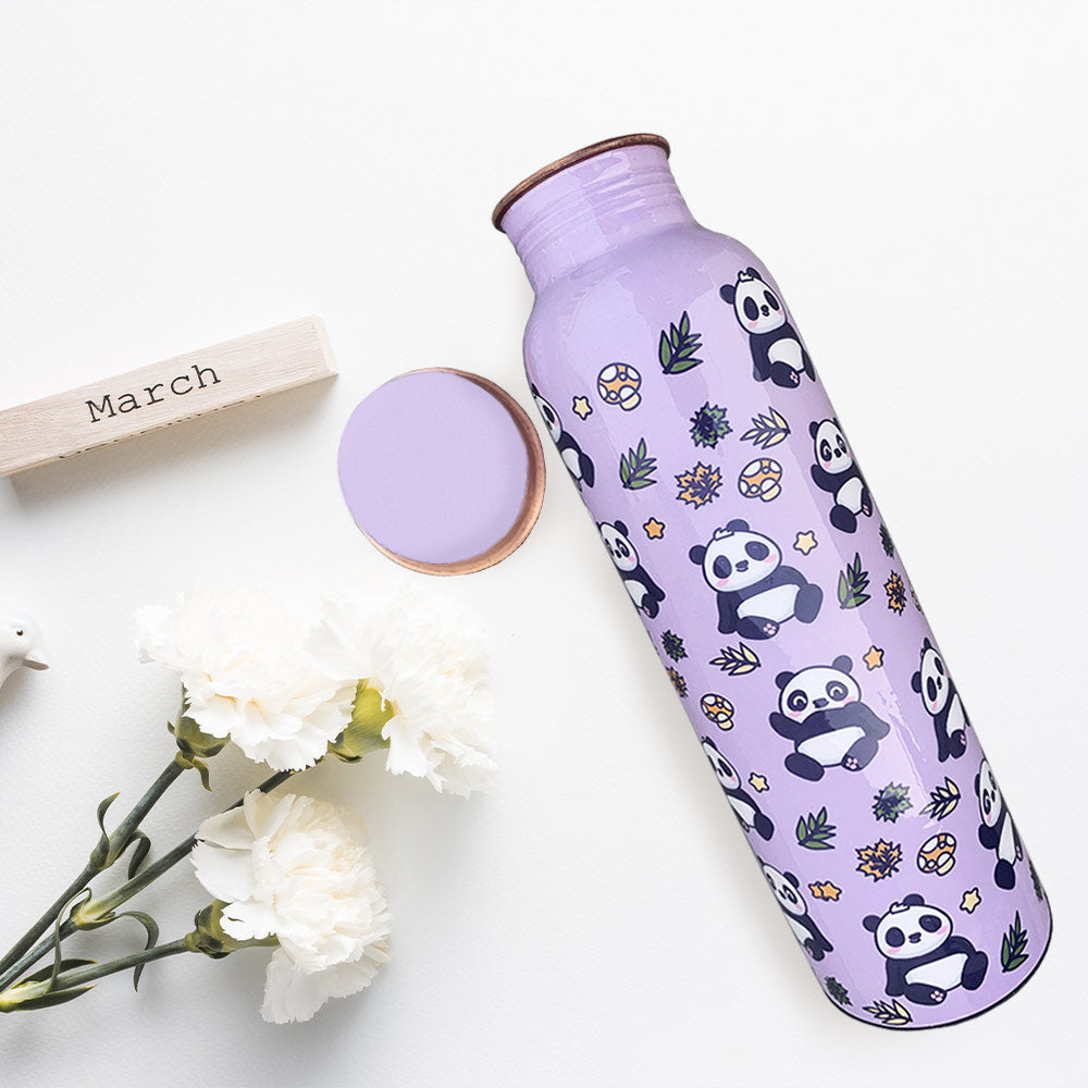 Cute Panda Lavender Meenakari Copper Bottle