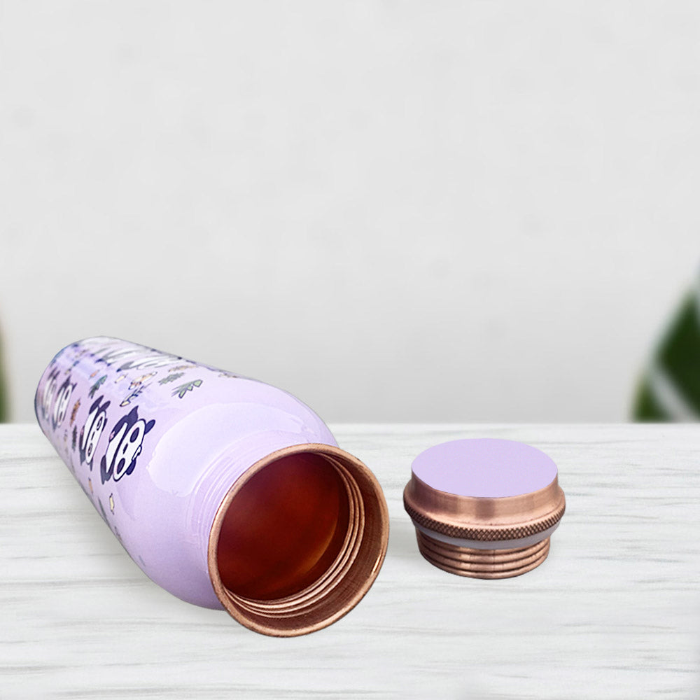 Cute Panda Lavender Meenakari Copper Bottle