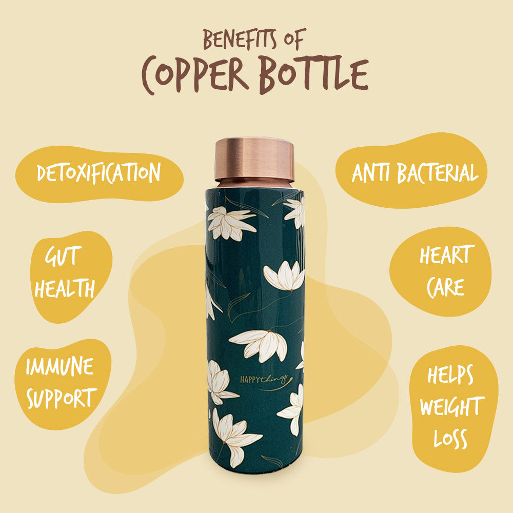 400 ML Green Meenakari Pencil Copper Bottle