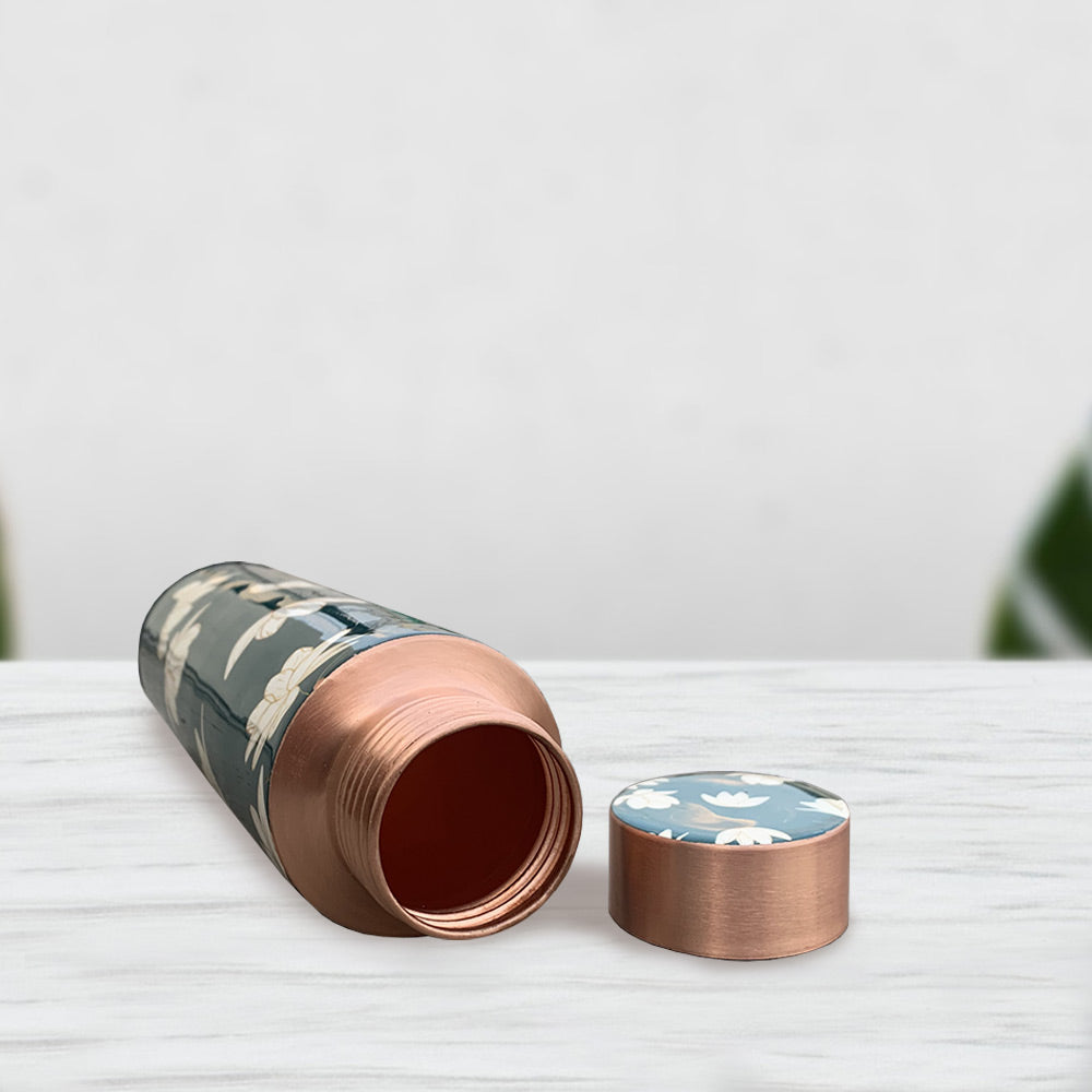 400 ML Green Meenakari Pencil Copper Bottle