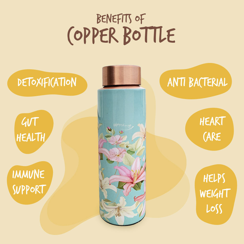 400 ML Vintage Blue Meenakari Pencil Copper Bottle