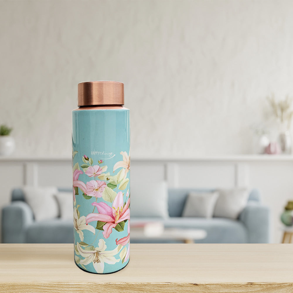 400 ML Vintage Blue Meenakari Pencil Copper Bottle