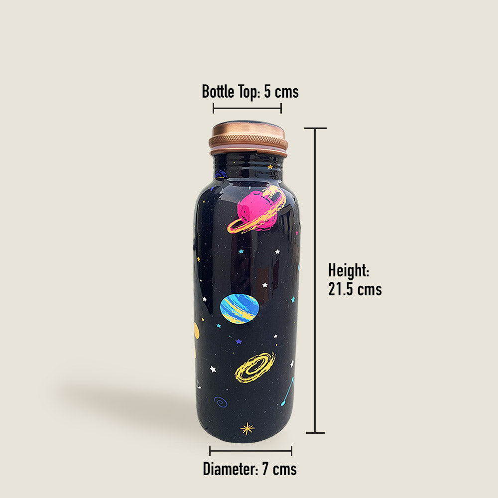 750 ml Black Space Pattern Meenakari Copper Bottle