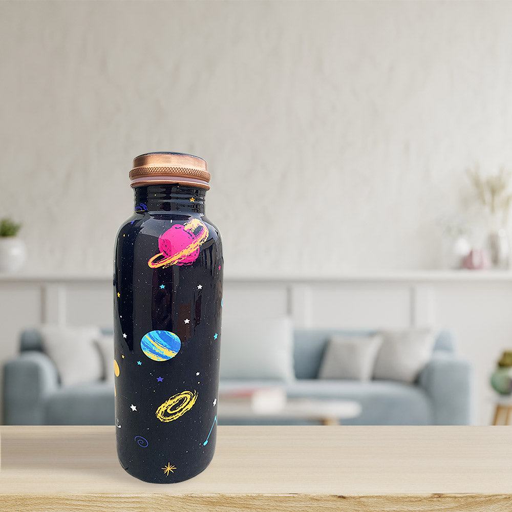 750 ml Black Space Pattern Meenakari Copper Bottle