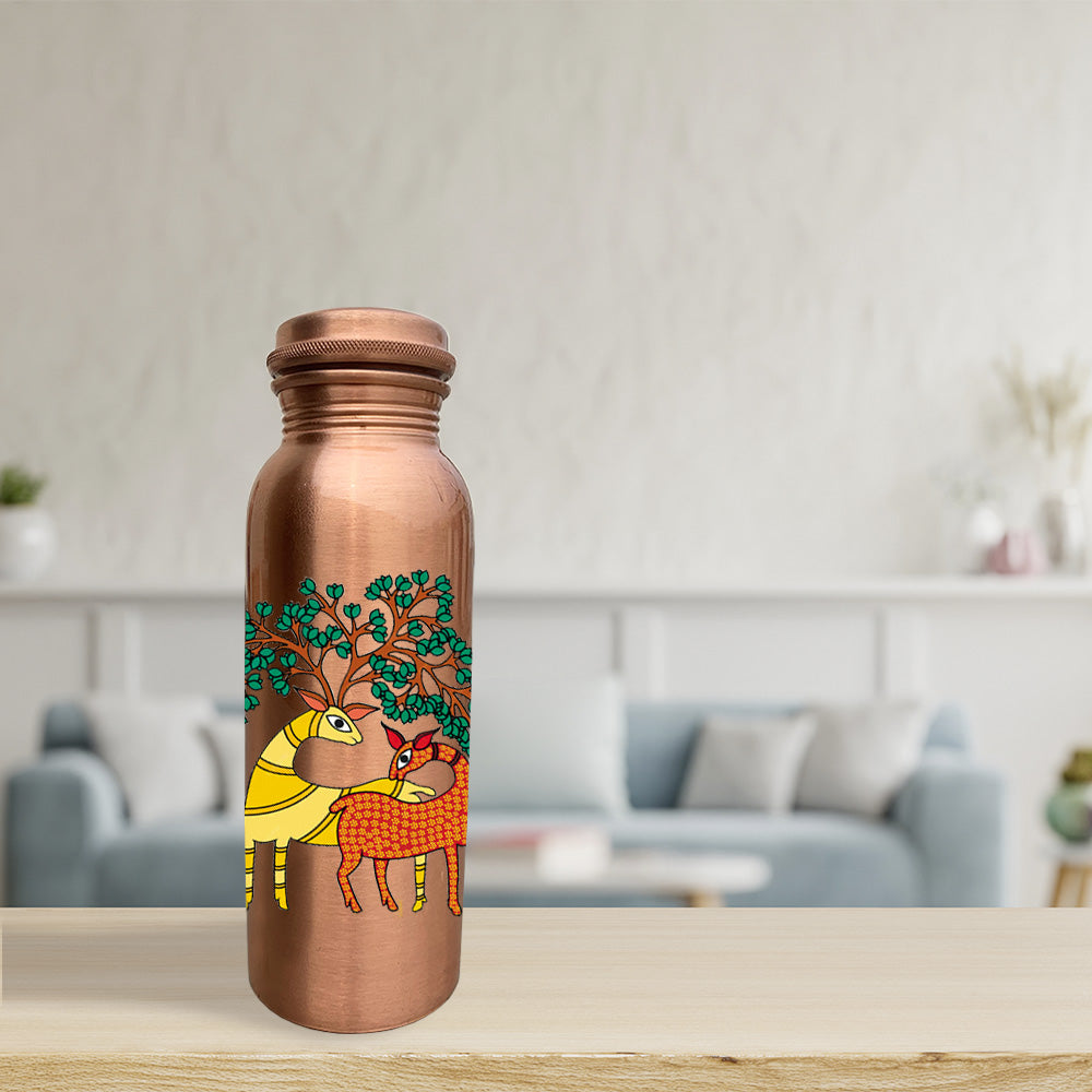 750ml Deer in Paradise Design Hand-Painted Copper Bottle