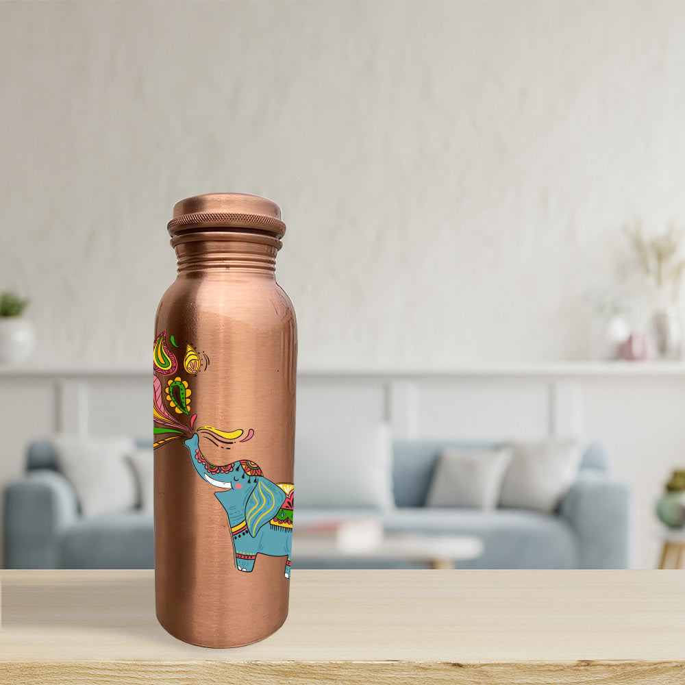 750ml Cute Elephant Design Hand-Painted Copper Bottle