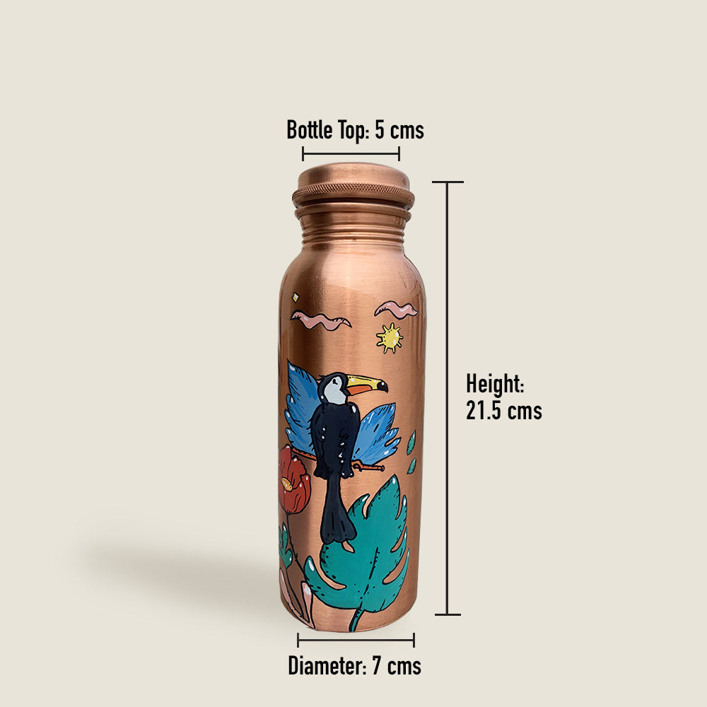 750ml Fun Flamingo Design Hand-Painted Copper Bottle