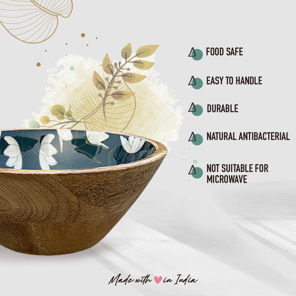 Green Floral Motif Wooden Bowl Combo (Copy)
