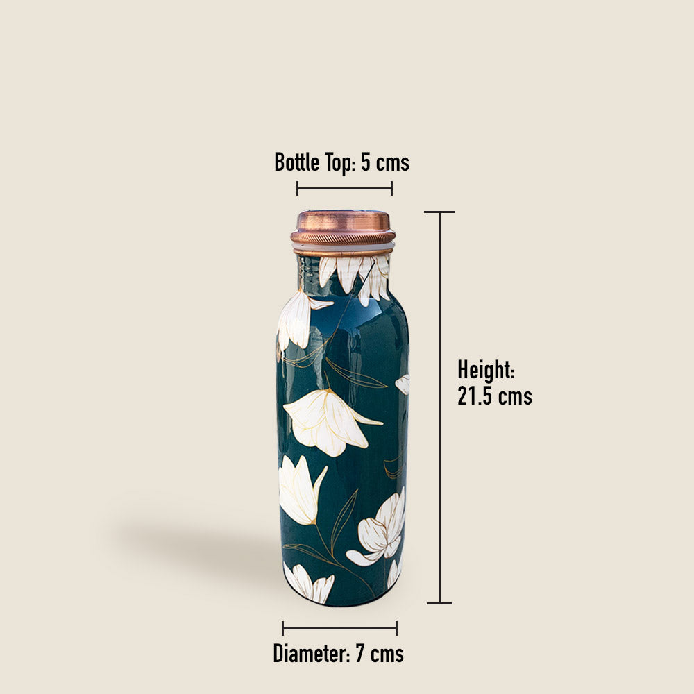 1L+750ml Green Motif Meenakari Copper Bottle Combo