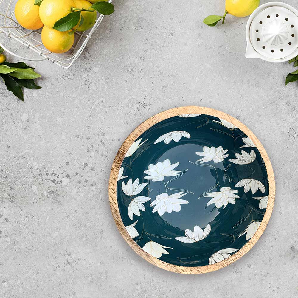 Green Floral Motif Wooden Bowl Combo (Copy)