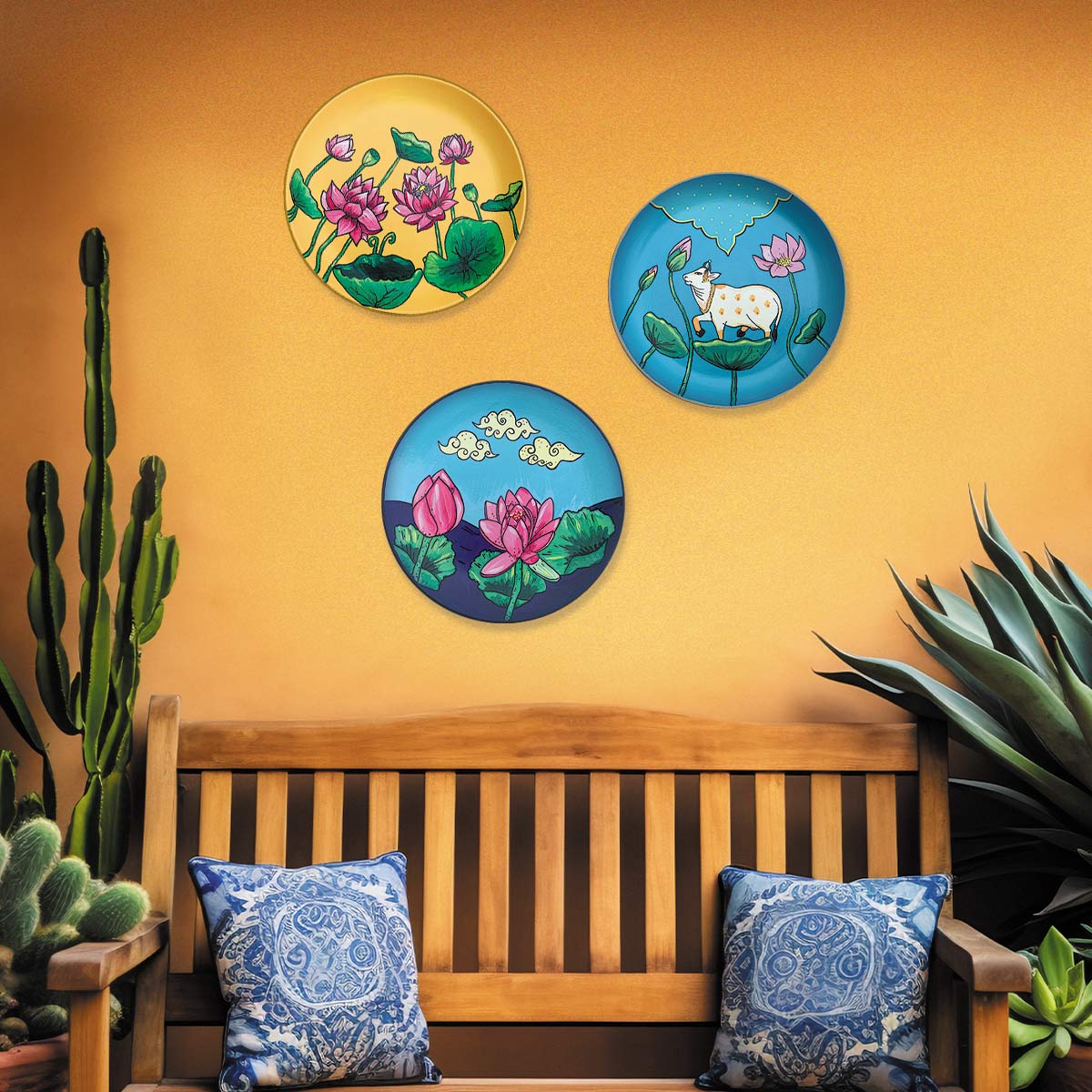 Beautiful Pichwai Art Hand-painted - Wall Plates for Home Decor & Gifting