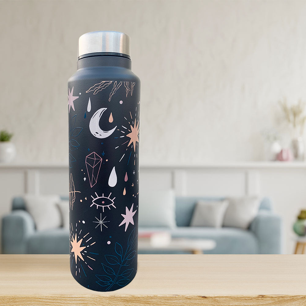 Black Boho Theme Steel Bottle