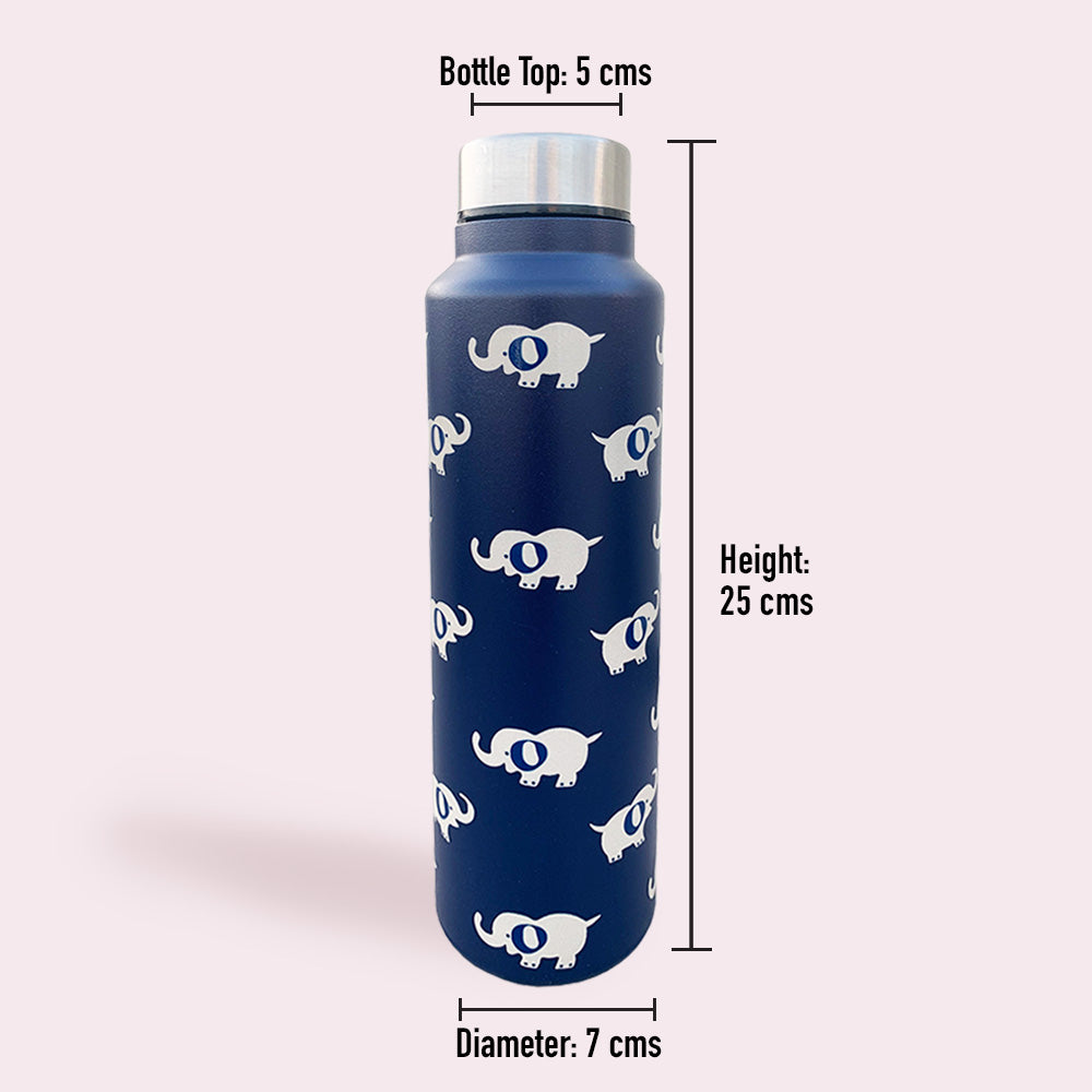 Elephant Motif Blue Steel Bottle