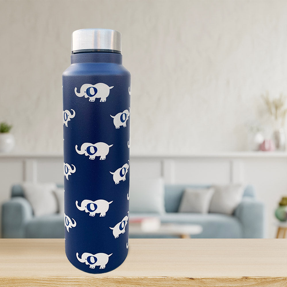 Elephant Motif Blue Steel Bottle