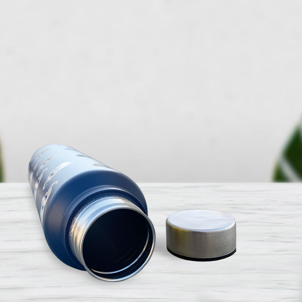 Elephant Motif Blue Steel Bottle
