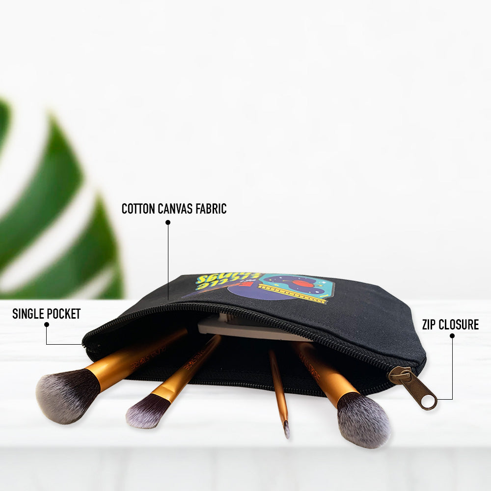 Enjoy the Little Things Multi-Purpose Black Cotton Pouch